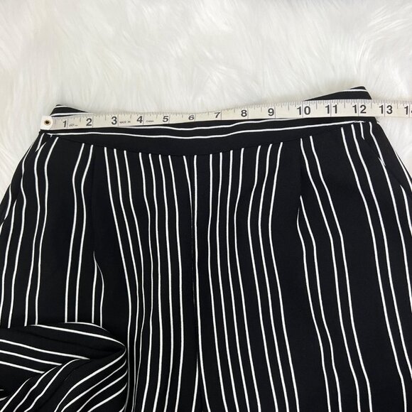 A New Day Black Striped Wide Leg Pull On Cropped High Waist Pants Womens XS - Picture 8 of 10